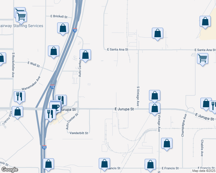 map of restaurants, bars, coffee shops, grocery stores, and more near 1392 Sarah Place in Ontario