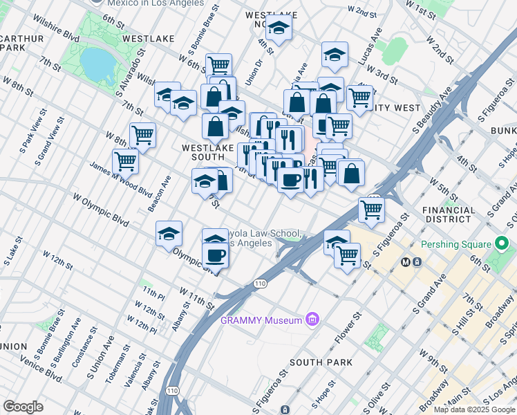 map of restaurants, bars, coffee shops, grocery stores, and more near 720 Hartford Avenue in Los Angeles