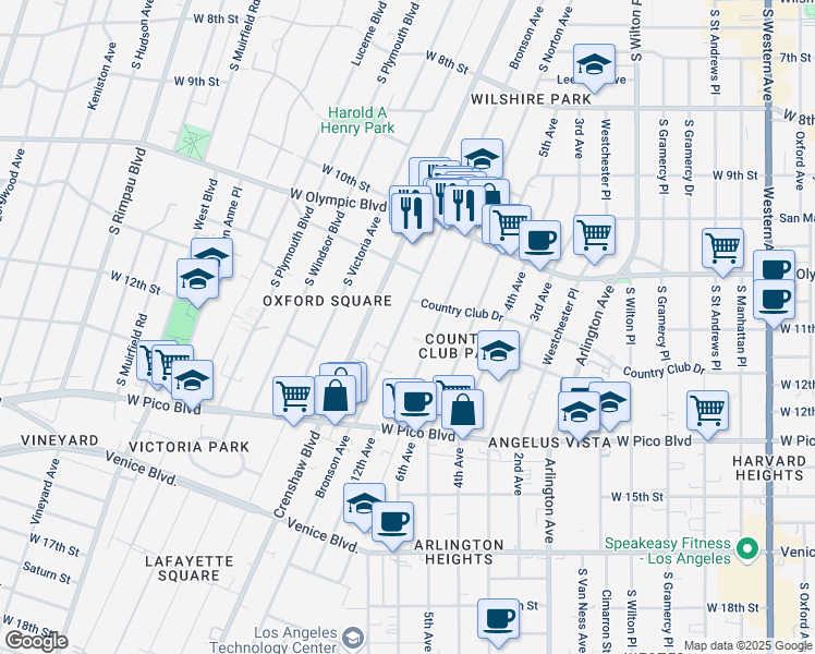 map of restaurants, bars, coffee shops, grocery stores, and more near 4026 Country Club Drive in Los Angeles