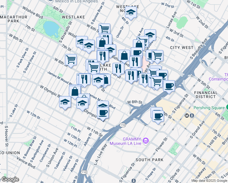 map of restaurants, bars, coffee shops, grocery stores, and more near 1331 Linwood Avenue in Los Angeles