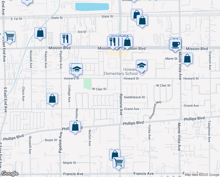 map of restaurants, bars, coffee shops, grocery stores, and more near 11146 Kimberly Avenue in Montclair