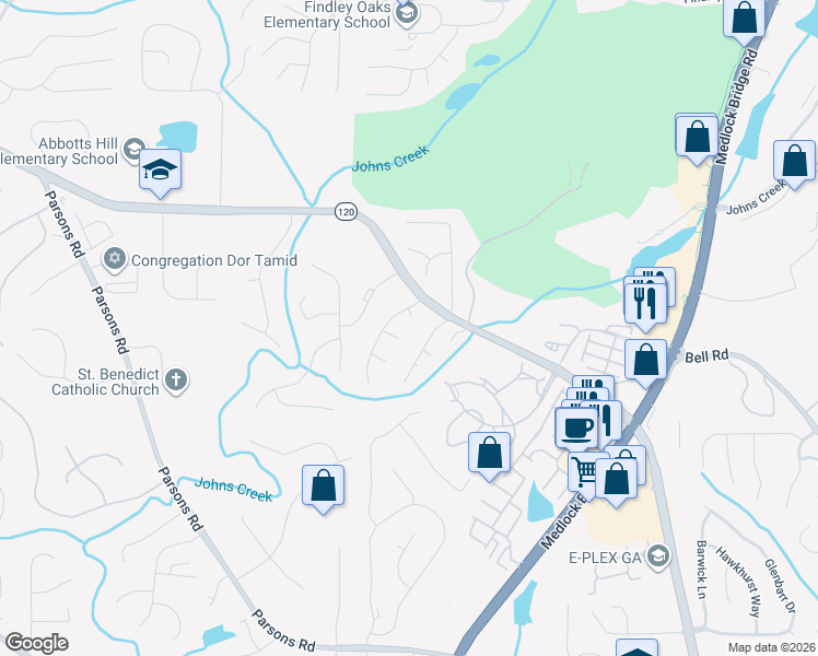 map of restaurants, bars, coffee shops, grocery stores, and more near 110 Oakmont Court in Duluth