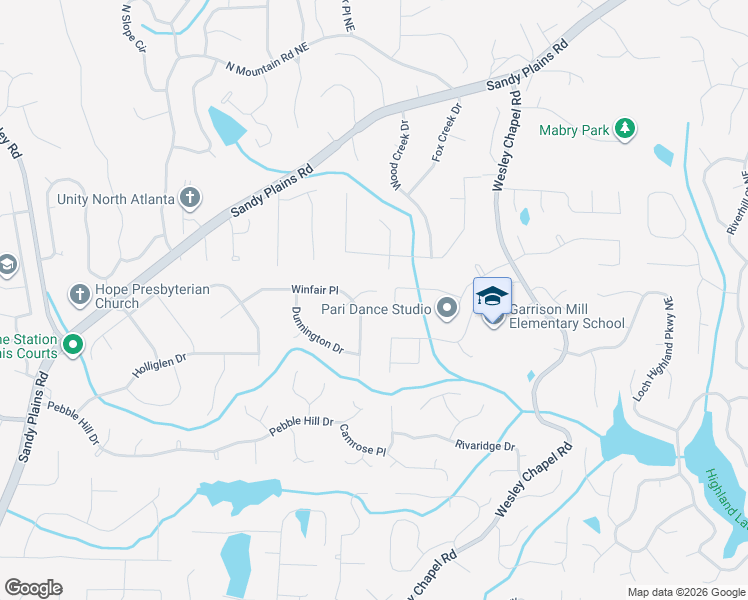 map of restaurants, bars, coffee shops, grocery stores, and more near 3901 Hanover Court in Marietta