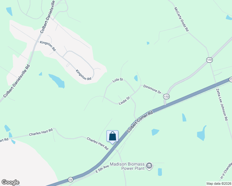 map of restaurants, bars, coffee shops, grocery stores, and more near 72 Fennell Lane in Colbert