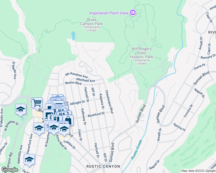 map of restaurants, bars, coffee shops, grocery stores, and more near 1144 Chautauqua Boulevard in Los Angeles