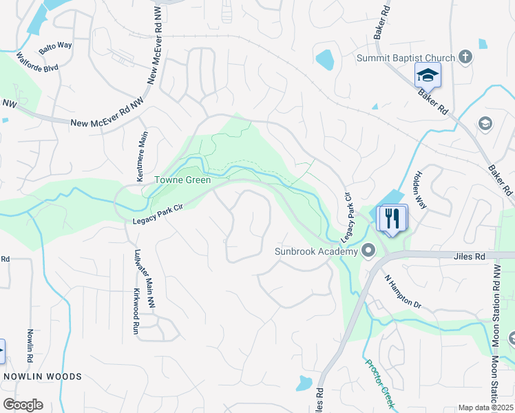map of restaurants, bars, coffee shops, grocery stores, and more near 3973 Palisades Main in Kennesaw