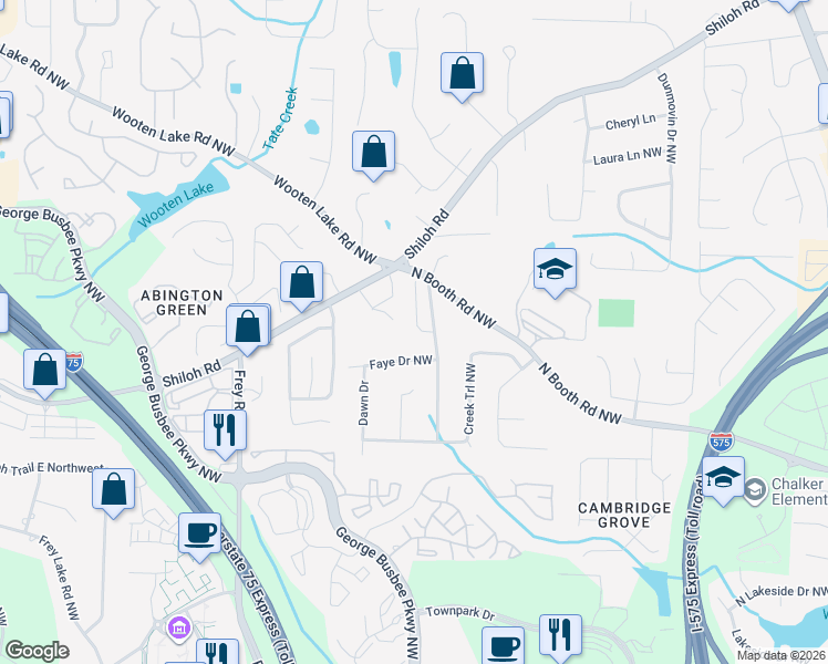 map of restaurants, bars, coffee shops, grocery stores, and more near 759 Helm Lane Northwest in Kennesaw