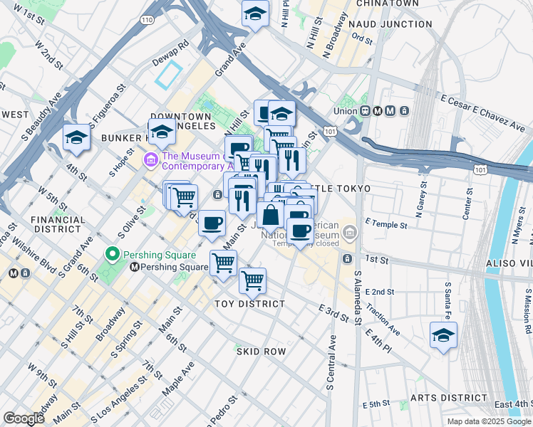 map of restaurants, bars, coffee shops, grocery stores, and more near in 