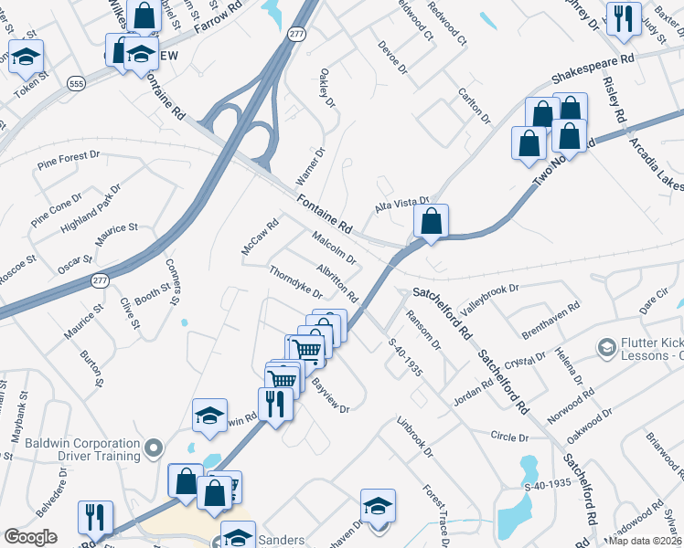 map of restaurants, bars, coffee shops, grocery stores, and more near 1634 Albritton Road in Columbia