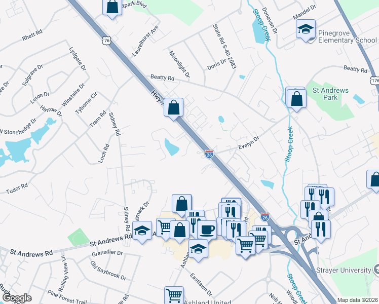 map of restaurants, bars, coffee shops, grocery stores, and more near 240 Jamil Road in Columbia