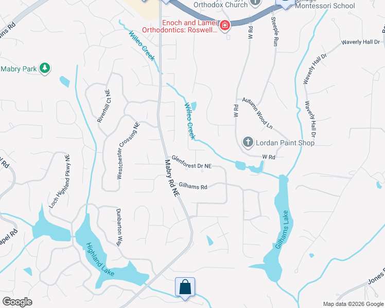 map of restaurants, bars, coffee shops, grocery stores, and more near 4241 Glenforest Way in Roswell