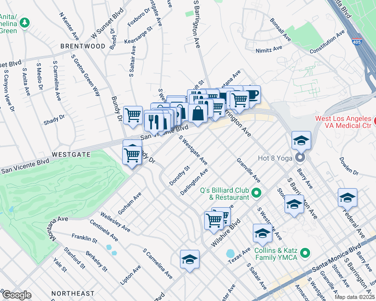map of restaurants, bars, coffee shops, grocery stores, and more near 11906 Gorham Avenue in Los Angeles