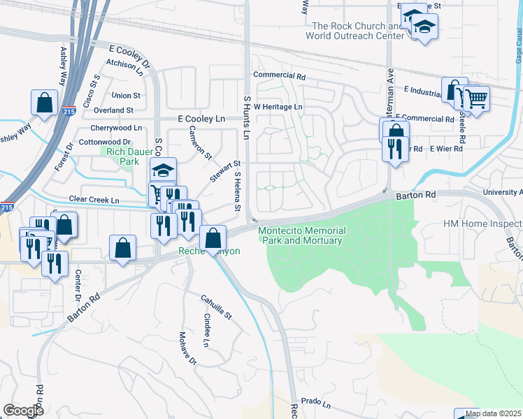 map of restaurants, bars, coffee shops, grocery stores, and more near 2705 Annapolis Circle in San Bernardino