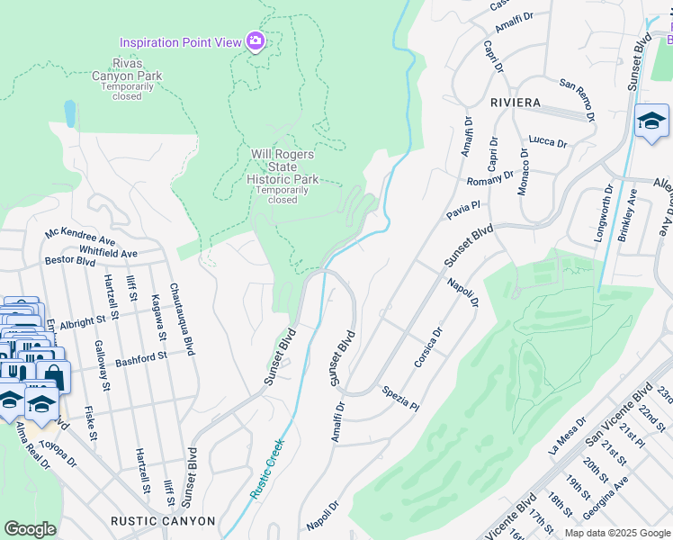 map of restaurants, bars, coffee shops, grocery stores, and more near 14203 Sunset Boulevard in Los Angeles