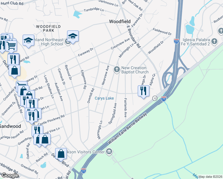 map of restaurants, bars, coffee shops, grocery stores, and more near 1805 Morninglo Lane in Columbia