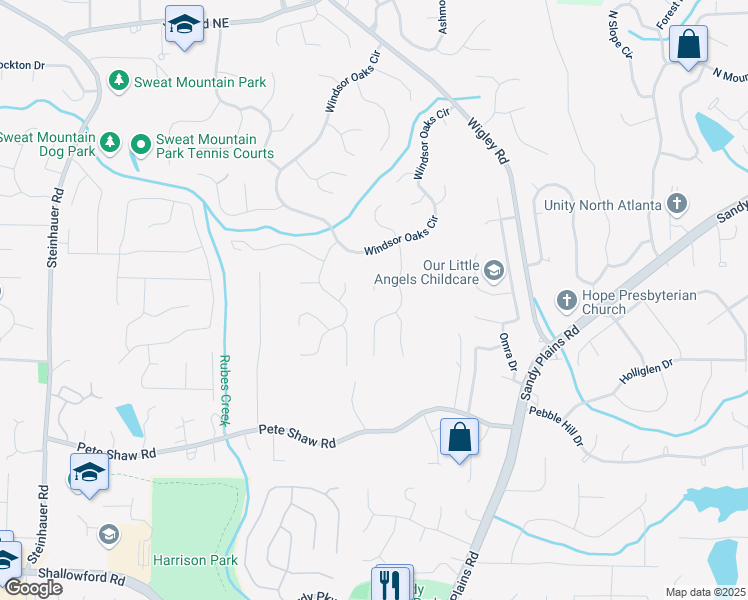map of restaurants, bars, coffee shops, grocery stores, and more near 3017 Lana Lane in Marietta