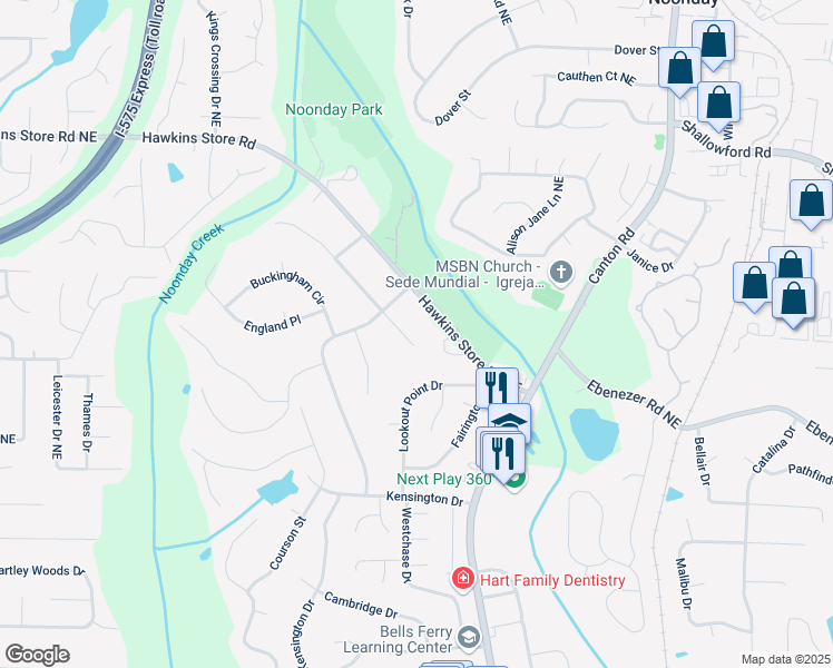 map of restaurants, bars, coffee shops, grocery stores, and more near 641 Charing Cross Drive in Marietta