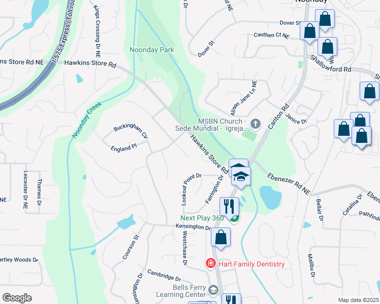 map of restaurants, bars, coffee shops, grocery stores, and more near 641 Charing Cross Drive in Marietta