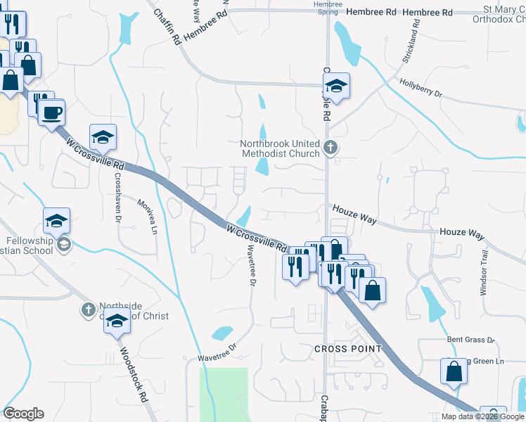 map of restaurants, bars, coffee shops, grocery stores, and more near 508 Roswell Green Lane in Roswell