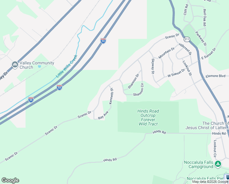 map of restaurants, bars, coffee shops, grocery stores, and more near 104 Kenneth Street in Gadsden