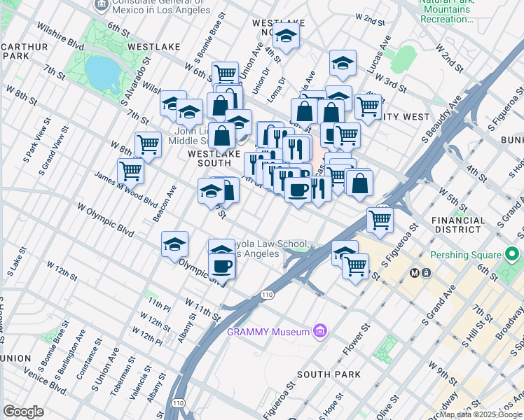 map of restaurants, bars, coffee shops, grocery stores, and more near 720 Hartford Avenue in Los Angeles