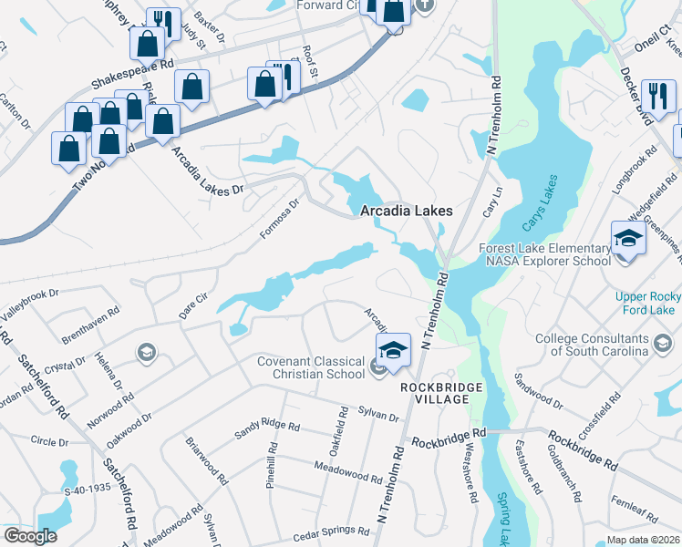 map of restaurants, bars, coffee shops, grocery stores, and more near 8 Brandywine Lane in Columbia