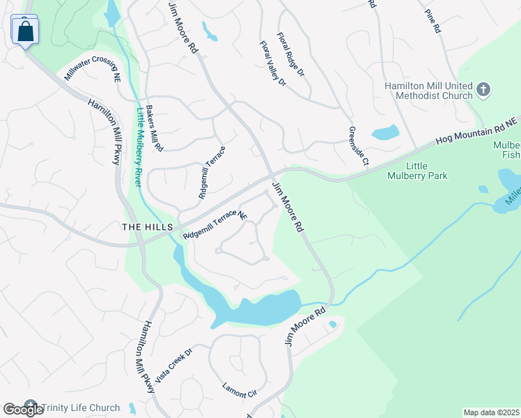 map of restaurants, bars, coffee shops, grocery stores, and more near 3517 Ridgemill Circle in Dacula