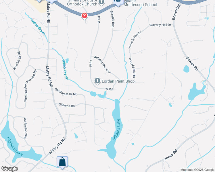 map of restaurants, bars, coffee shops, grocery stores, and more near 11205 West Road in Roswell