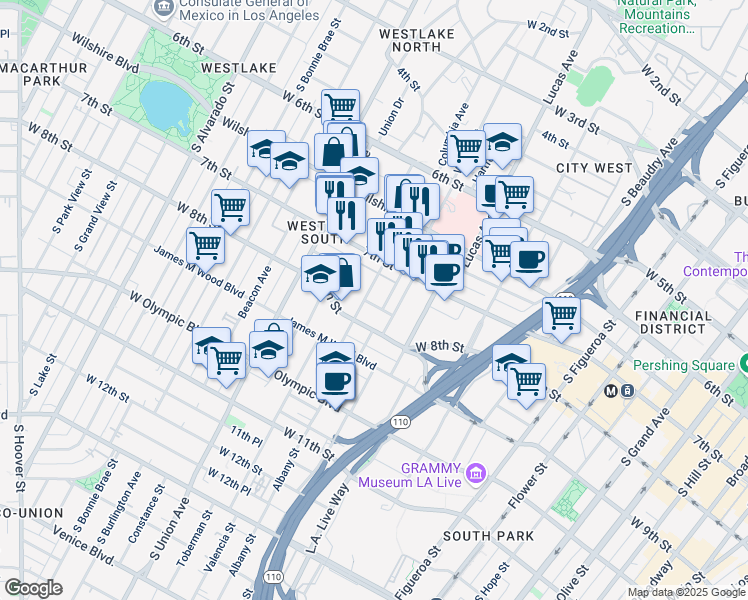 map of restaurants, bars, coffee shops, grocery stores, and more near 1331 Linwood Avenue in Los Angeles