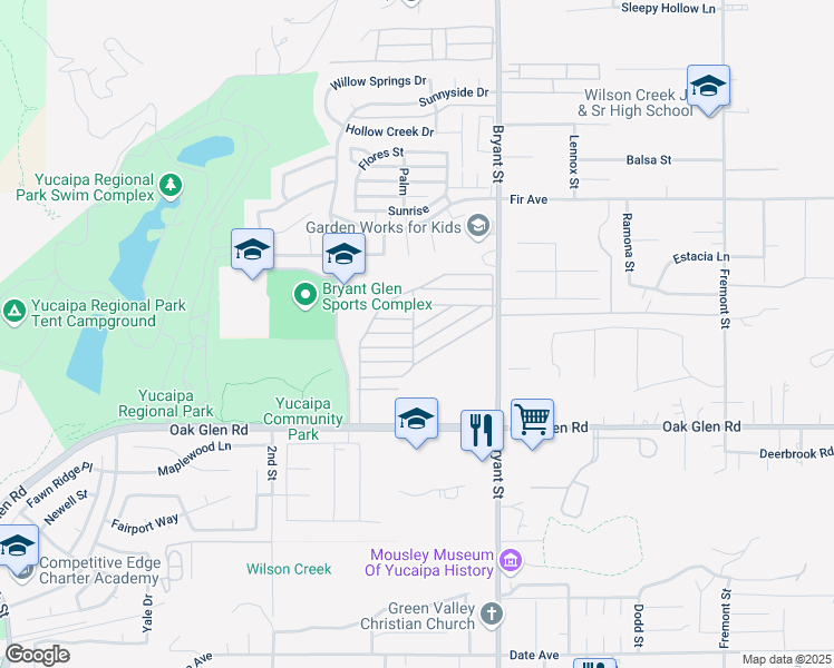 map of restaurants, bars, coffee shops, grocery stores, and more near 33575 #2 Yucaipa Boulevard in Yucaipa