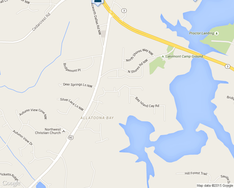 map of restaurants, bars, coffee shops, grocery stores, and more near 5694 Bay Harbor Trail in Acworth