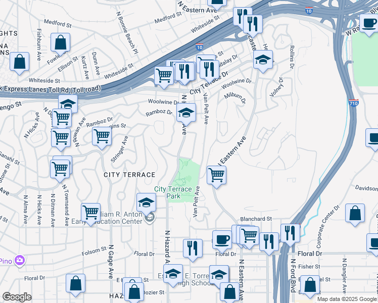 map of restaurants, bars, coffee shops, grocery stores, and more near 1154 Miller Avenue in Los Angeles
