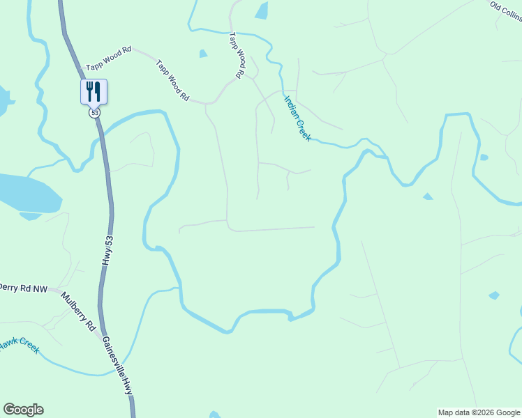map of restaurants, bars, coffee shops, grocery stores, and more near 571 Durham Drive in Hoschton