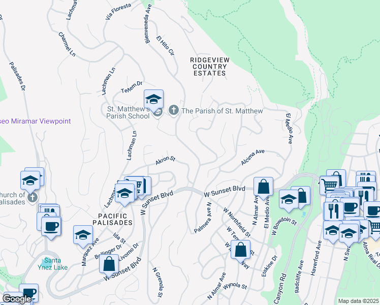 map of restaurants, bars, coffee shops, grocery stores, and more near 941 Bienveneda Avenue in Los Angeles