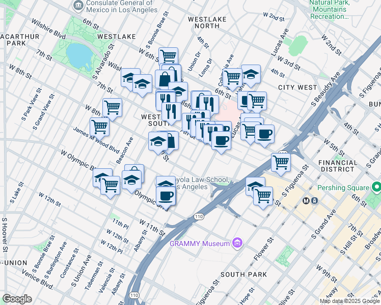 map of restaurants, bars, coffee shops, grocery stores, and more near 1331 Linwood Avenue in Los Angeles