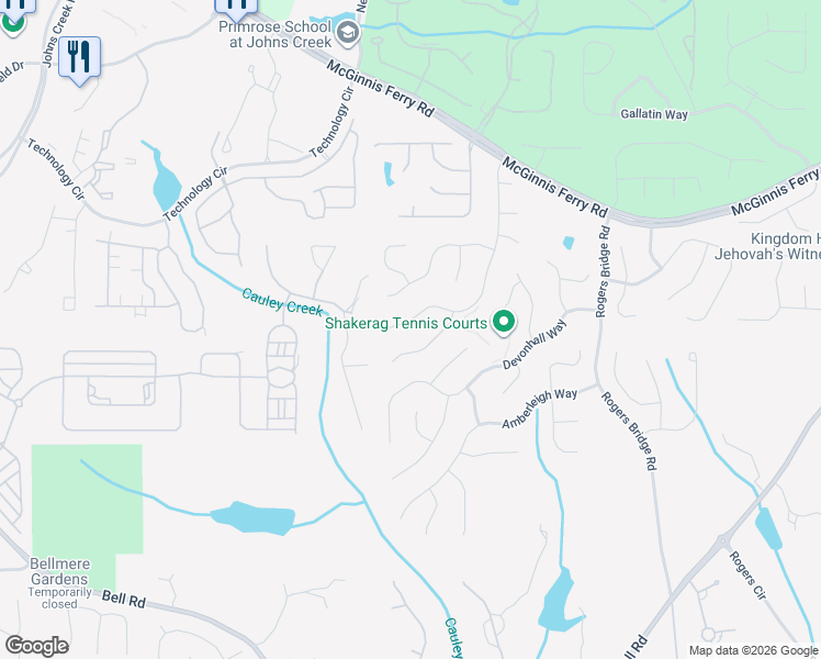 map of restaurants, bars, coffee shops, grocery stores, and more near 11155 Quailbrook Chase in Duluth