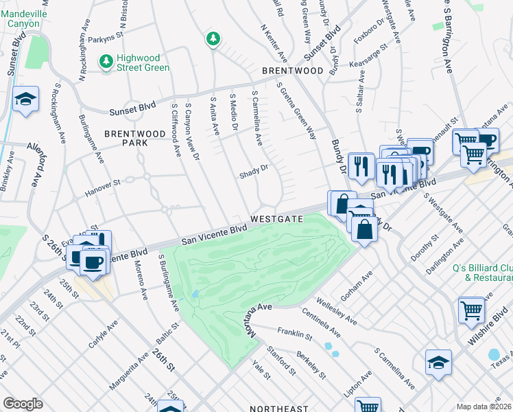 map of restaurants, bars, coffee shops, grocery stores, and more near 12501 Helena Street in Los Angeles