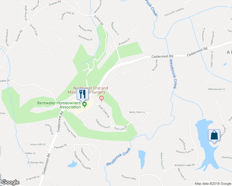 map of restaurants, bars, coffee shops, grocery stores, and more near 135 Nightwind Trace in Acworth