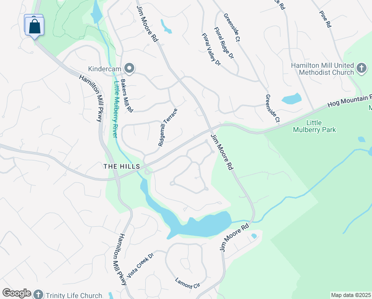 map of restaurants, bars, coffee shops, grocery stores, and more near 3318 Ridgemill Circle in Dacula