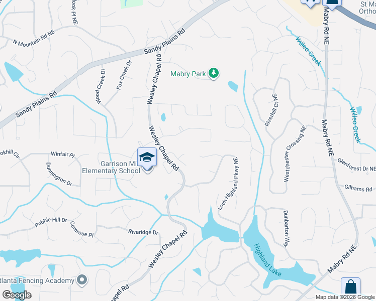 map of restaurants, bars, coffee shops, grocery stores, and more near 4322 Perth Trce in Roswell