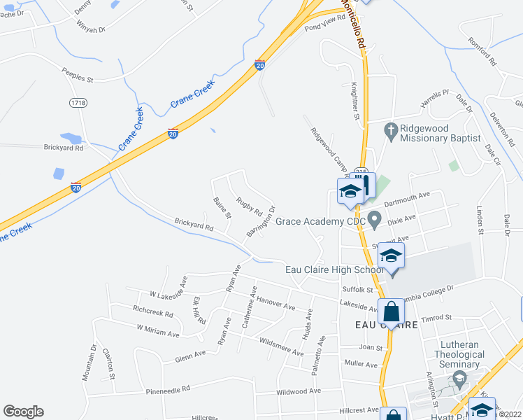 map of restaurants, bars, coffee shops, grocery stores, and more near 4904 Rugby Road in Columbia