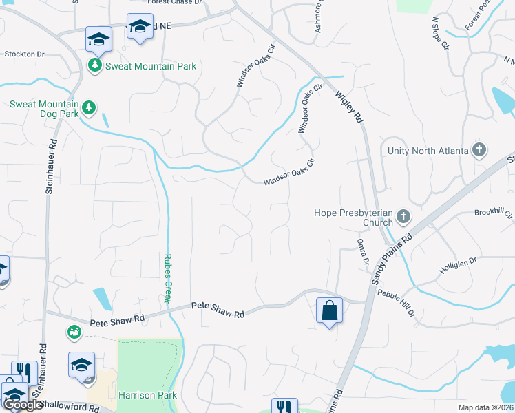 map of restaurants, bars, coffee shops, grocery stores, and more near 4153 Liberty Lane in Marietta