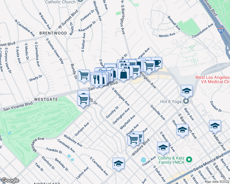 map of restaurants, bars, coffee shops, grocery stores, and more near 11911 Gorham Avenue in Los Angeles