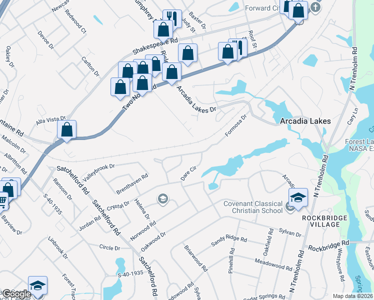map of restaurants, bars, coffee shops, grocery stores, and more near 6707 Formosa Drive in Columbia