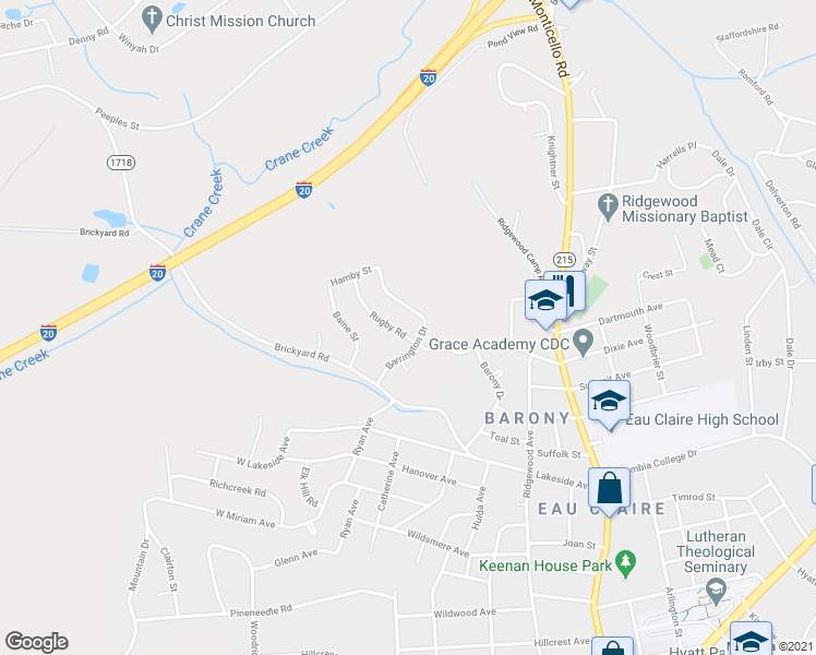 map of restaurants, bars, coffee shops, grocery stores, and more near 4904 Rugby Road in Columbia