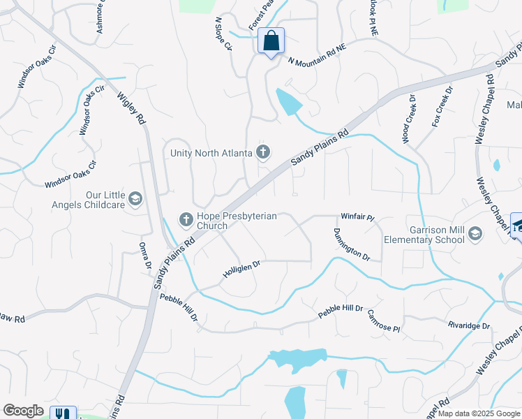 map of restaurants, bars, coffee shops, grocery stores, and more near 3451 Brookhill Circle in Marietta