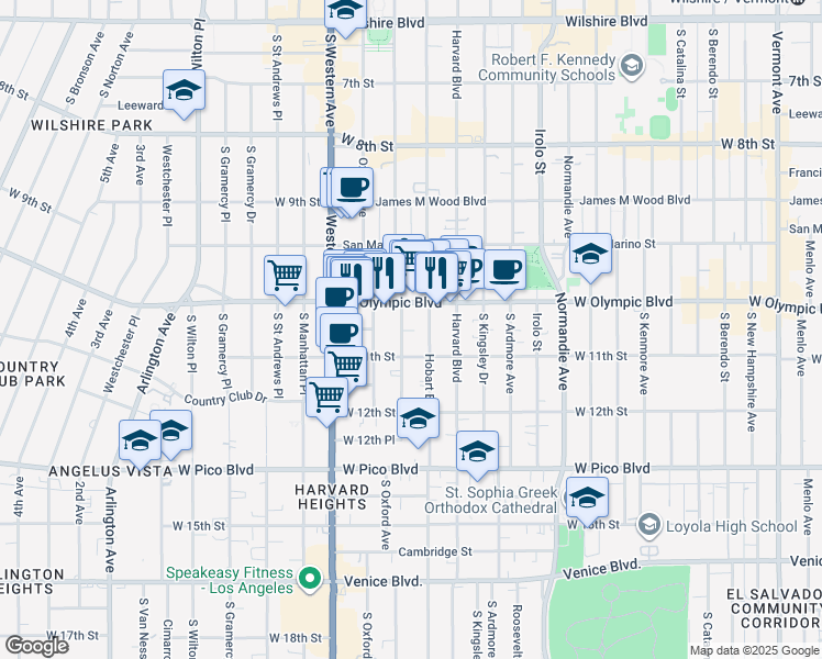map of restaurants, bars, coffee shops, grocery stores, and more near 1028 Serrano Avenue in Los Angeles