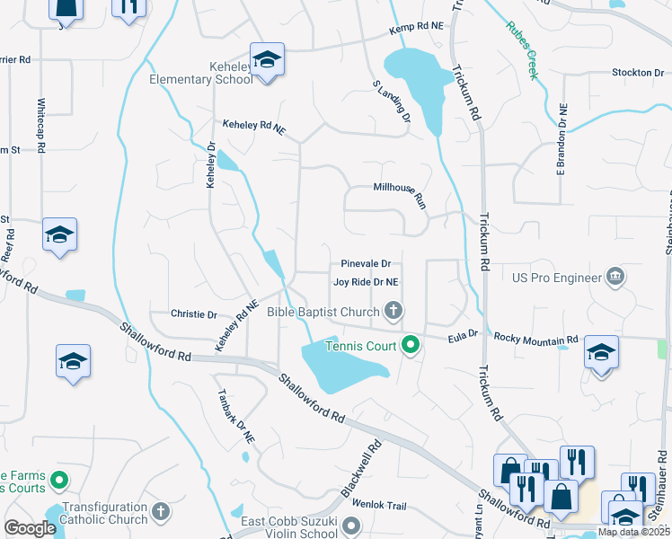 map of restaurants, bars, coffee shops, grocery stores, and more near 4162 McClesky Drive in Marietta