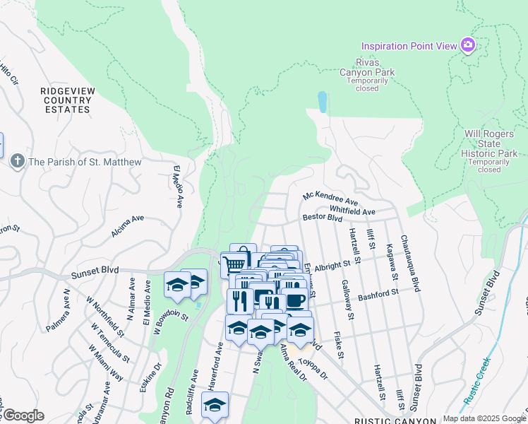 map of restaurants, bars, coffee shops, grocery stores, and more near 15318 Whitfield Avenue in Los Angeles
