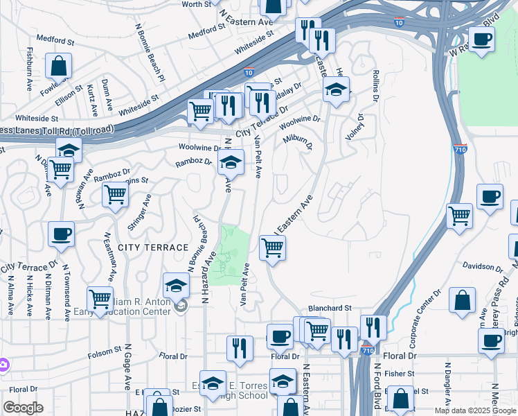 map of restaurants, bars, coffee shops, grocery stores, and more near 1174 Van Pelt Avenue in Los Angeles